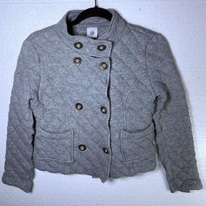 CAbi Women's Size Medium Gray Jacket Style 3182 Double Breasted Button Quilted